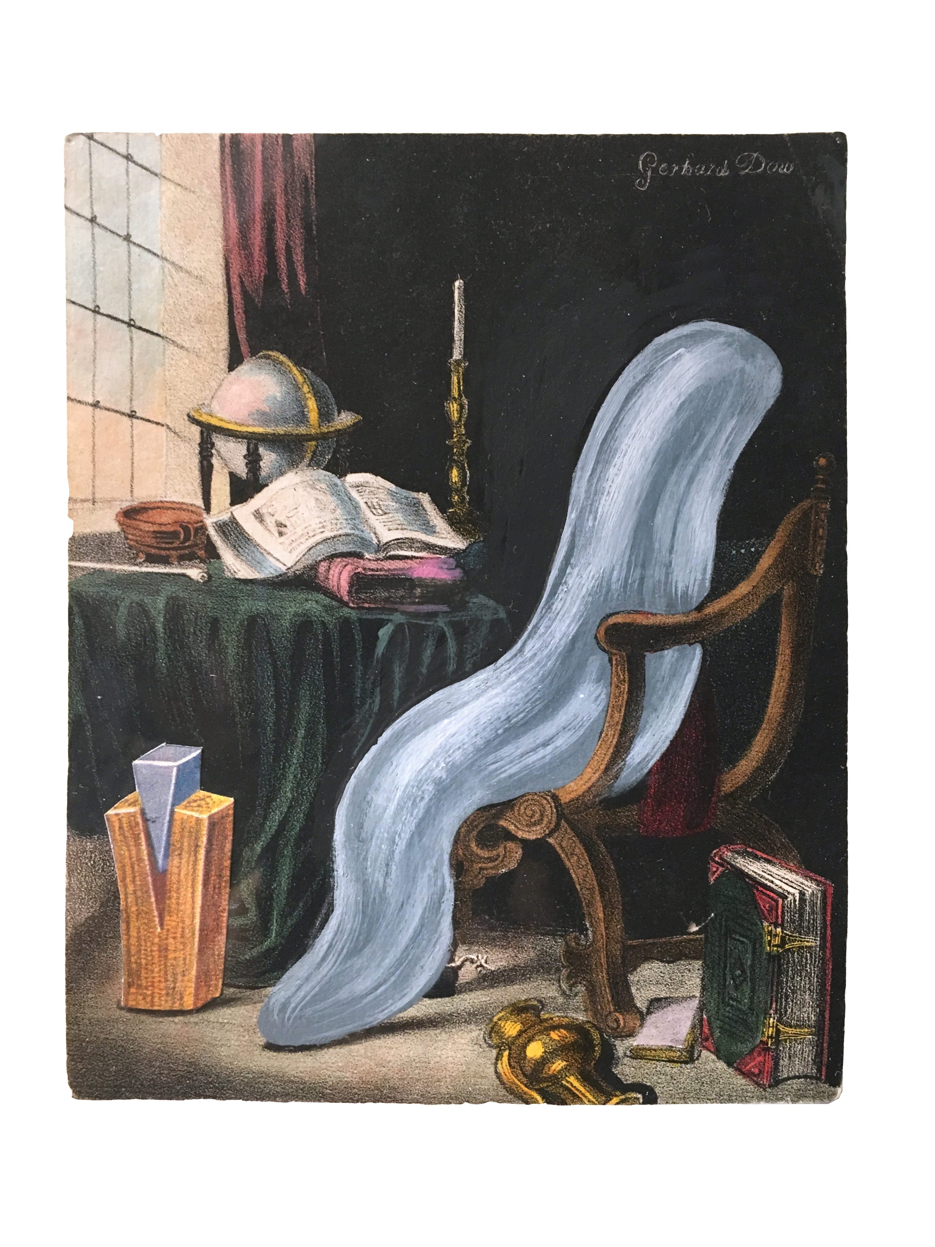 16. Lawless Boy, 2016, oil on antique hand-colored engraving. 12 X 10 1_2 inches